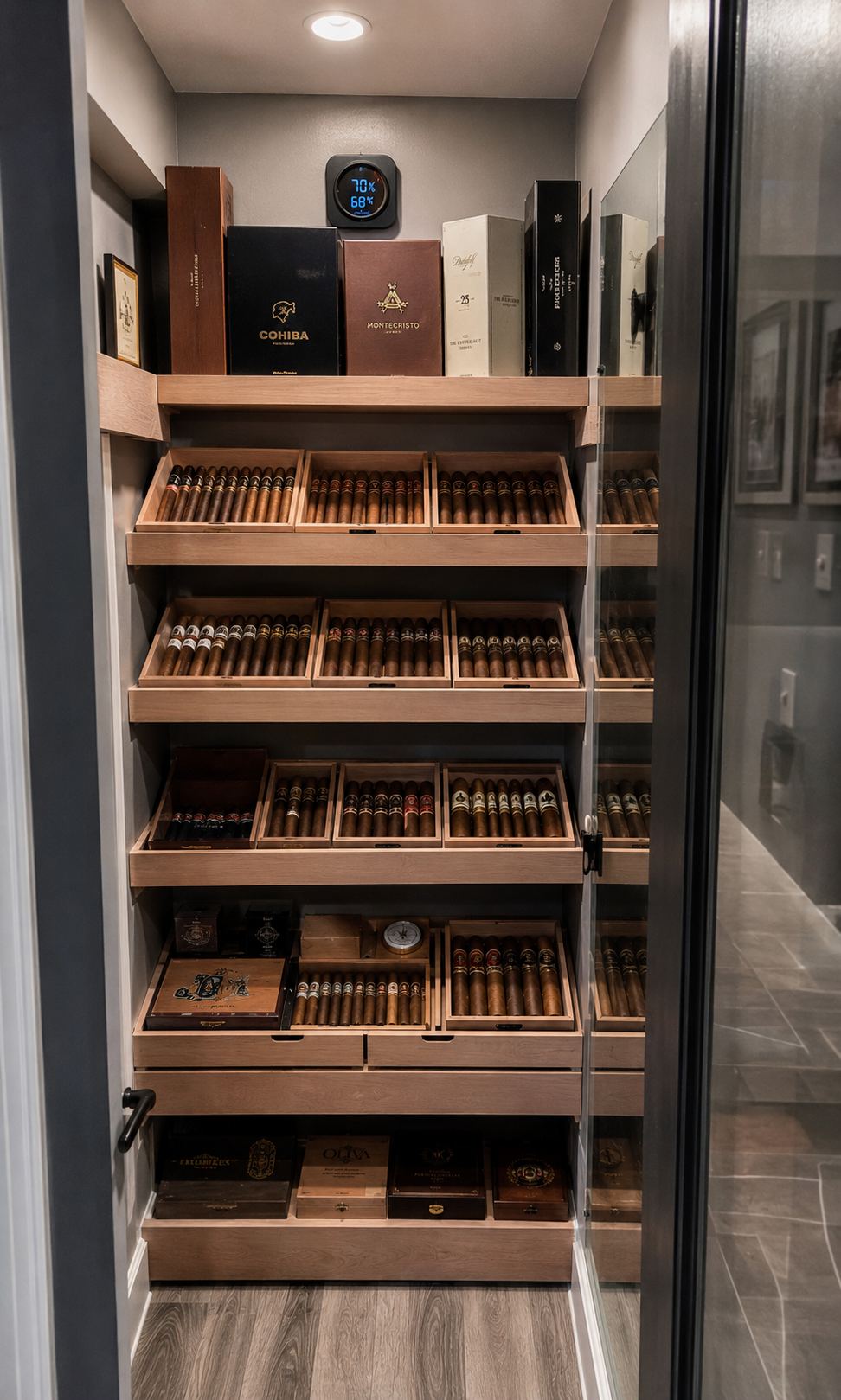 Climate-controlled cigar humidor at One and Done Stop Shop, cigar shop in Canton, OH